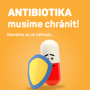 banner s tabletkou se štítem na oranžovém podkladu a nápisem ATB musíme chránit